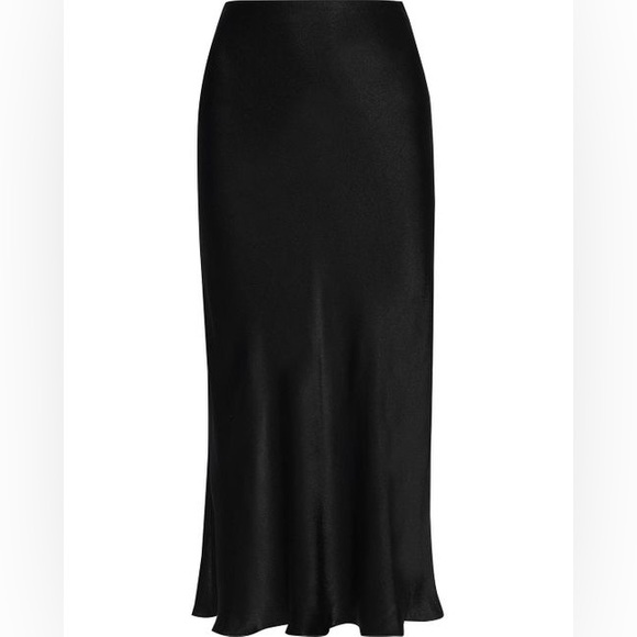 Iris and Ink Brooklyn Black Satin Midi Skirt - Picture 2 of 5